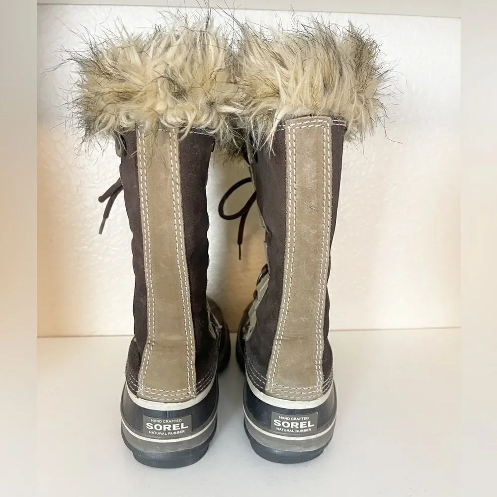 SOREL Joan Of Artic Snow Boots Women's 6 Brown Faux Fur Waterproof Insulated
